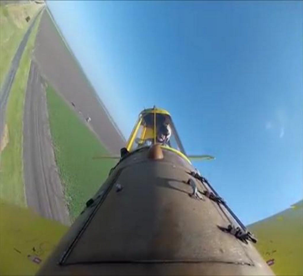 Roy Dawson uses his GoPro camera to record himelf flying his crop duster over a sorghum crop in Norwin, near Cecil plains. Roy Dawson uses his GoPro camera to record himelf flying his crop duster over a sorghum crop in Norwin, near Cecil plains.
