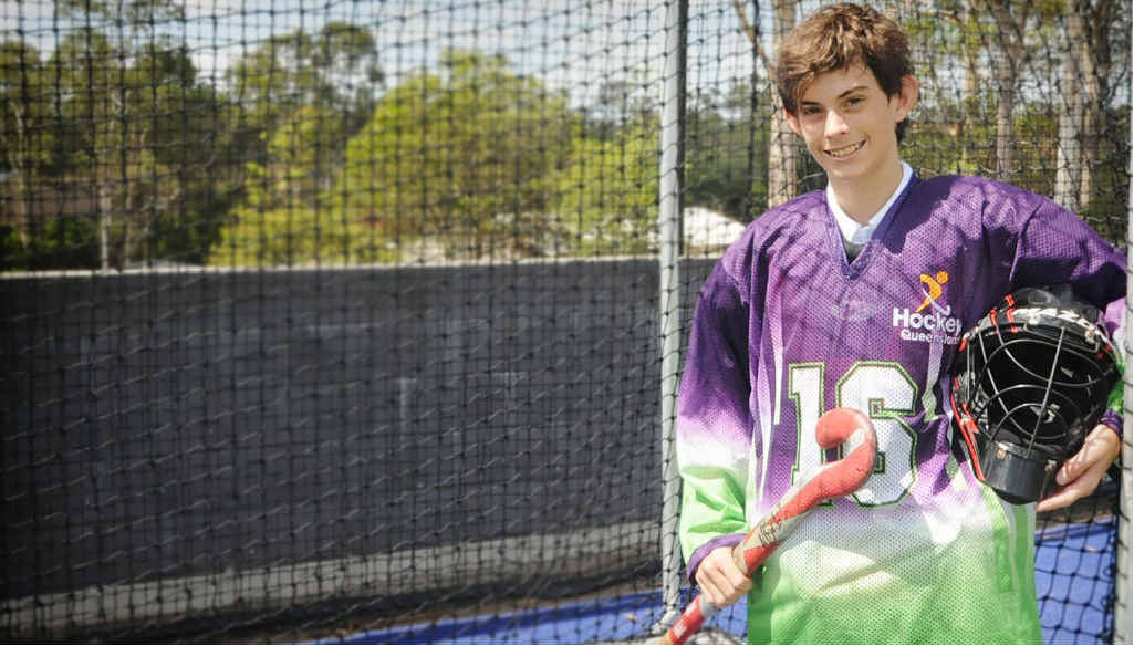 Harrison Parker will play goalie for the Queensland under-13 hockey team at the national invitational championships in Canberra next weekend. Harrison Parker will play goalie for the Queensland under-13 hockey team at the national invitational championships in Canberra next weekend.
