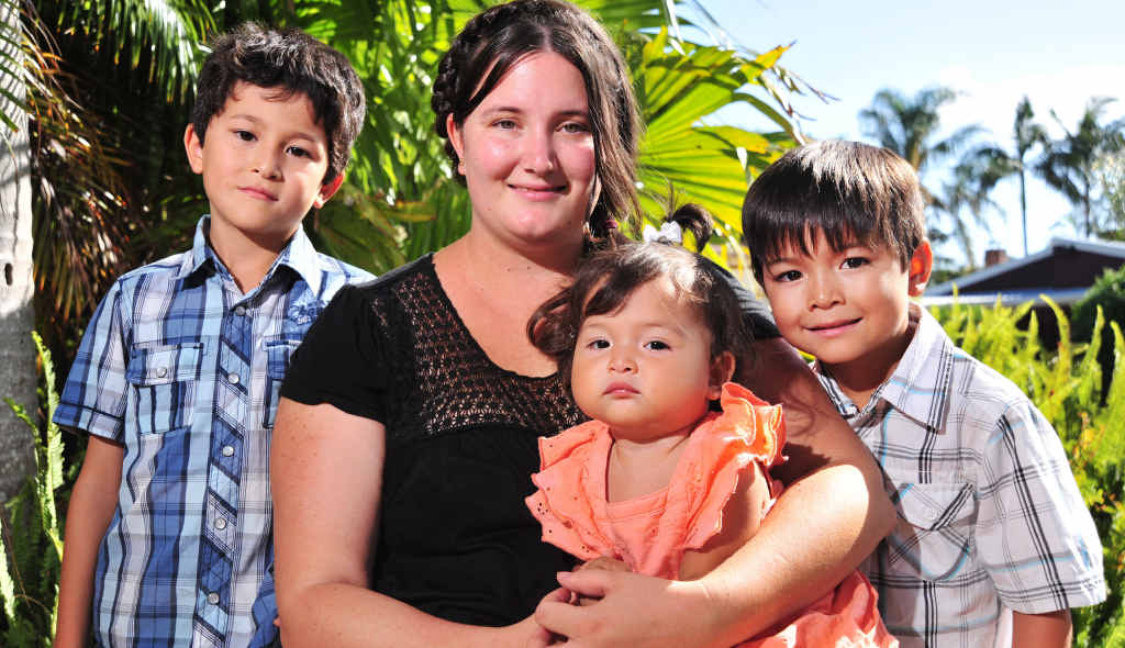 Liana Webster – pictured with Kylan, 6, Jayda, 5, and daughter Rori Webster-Camilleri – has faced discrimination after breastfeeding at the Bribie Island Aquatic Centre. Liana Webster – pictured with Kylan, 6, Jayda, 5, and daughter Rori Webster-Camilleri – has faced discrimination after breastfeeding at the Bribie Island Aquatic Centre.