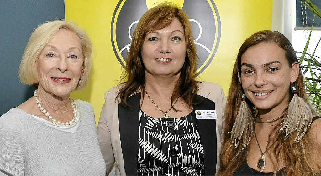 COAST CALLS: Ambassador for Ageing, Noeline Brown, (left) at Suncare Community Services monthly meeting with Sharon Dixon and Bianca Bond.