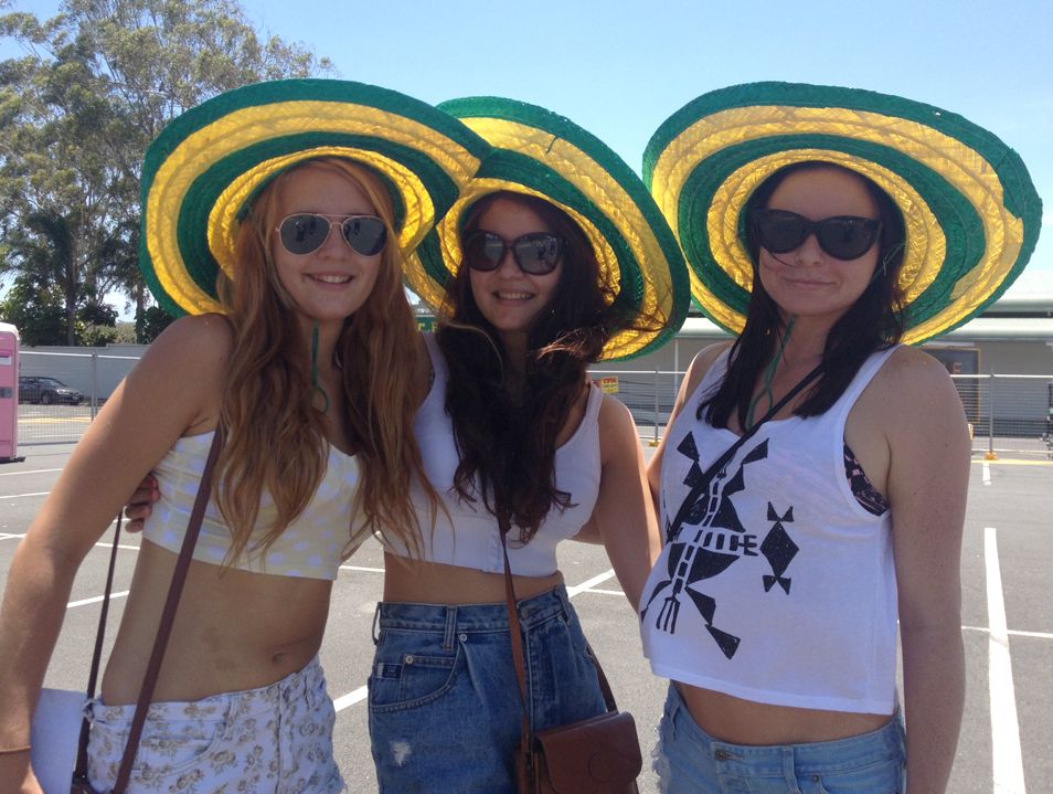 Hats helped punters stay cool at the Gold Coast Big Day Out today.