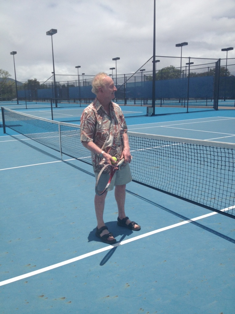 Tennis great Rod Laver popped into the tennis courts at Victoria Park this morning. Tennis great Rod Laver popped into the tennis courts at Victoria Park this morning.