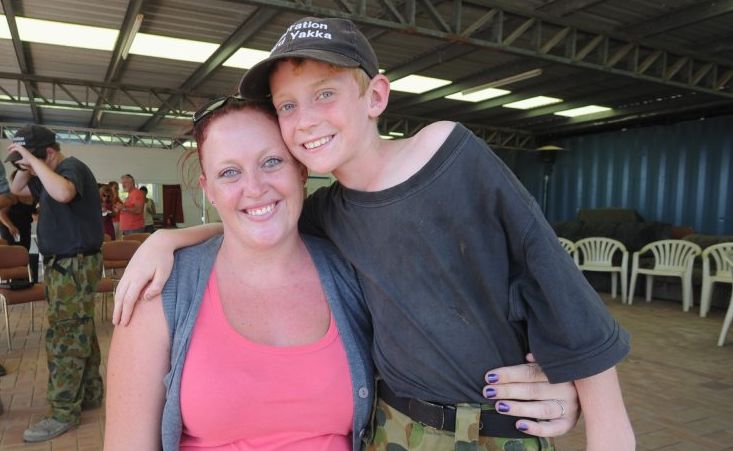 Operation Hard Yakka graduation - Nine-year-old Anthony Mortimer from Ipswich is reunited with his mother Elizabeth Donovan after his week long stint at the Susan River bootcamp. Operation Hard Yakka graduation - Nine-year-old Anthony Mortimer from Ipswich is reunited with his mother Elizabeth Donovan after his week long stint at the Susan River bootcamp.