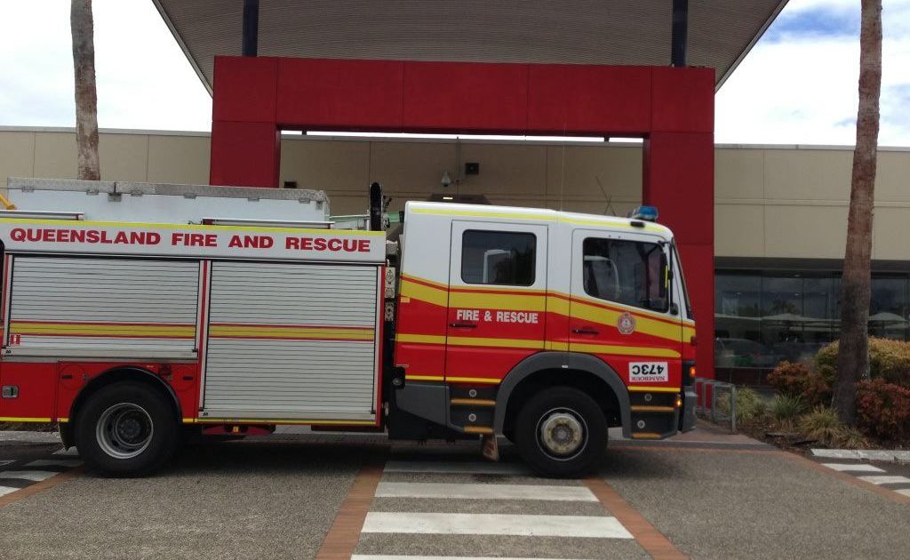 A fire appliance outside Kawana Shoppingworld. A fire appliance outside Kawana Shoppingworld.