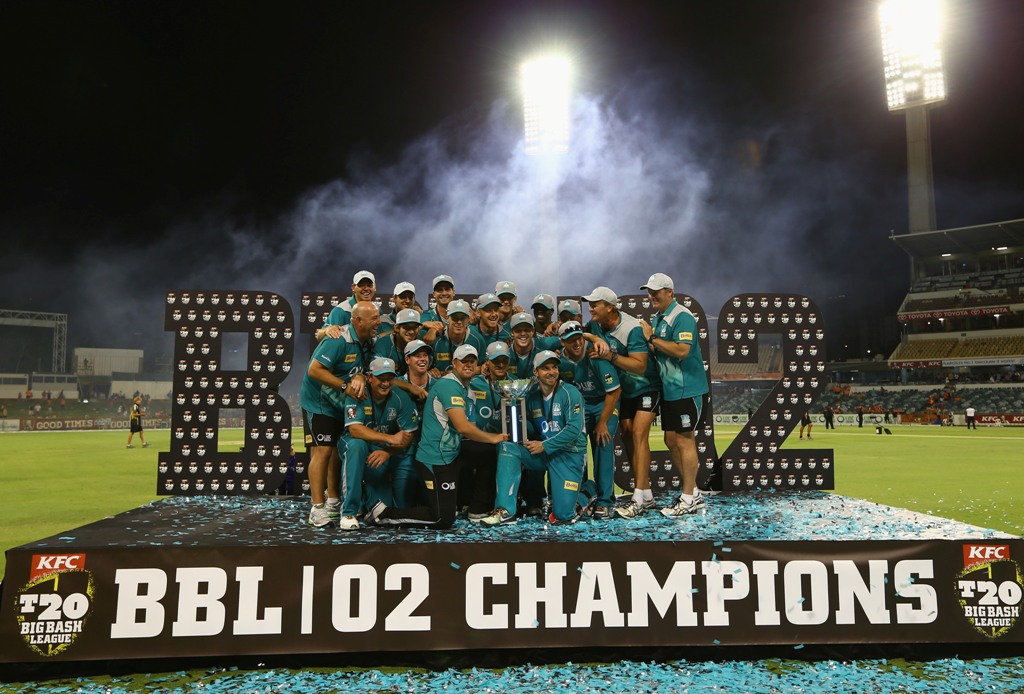 The Brisbane Heat celebrate after they defeated the Scorchers in the Big Bash League final match between the Perth Scorchers and the Brisbane Heat at the WACA on January 19, 2013 in Perth, Australia. The Brisbane Heat celebrate after they defeated the Scorchers in the Big Bash League final match between the Perth Scorchers and the Brisbane Heat at the WACA on January 19, 2013 in Perth, Australia.