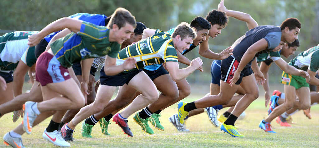 EAGER: Ipswich under-18 and under-16 rugby league representative hopefuls put in the hard yards.