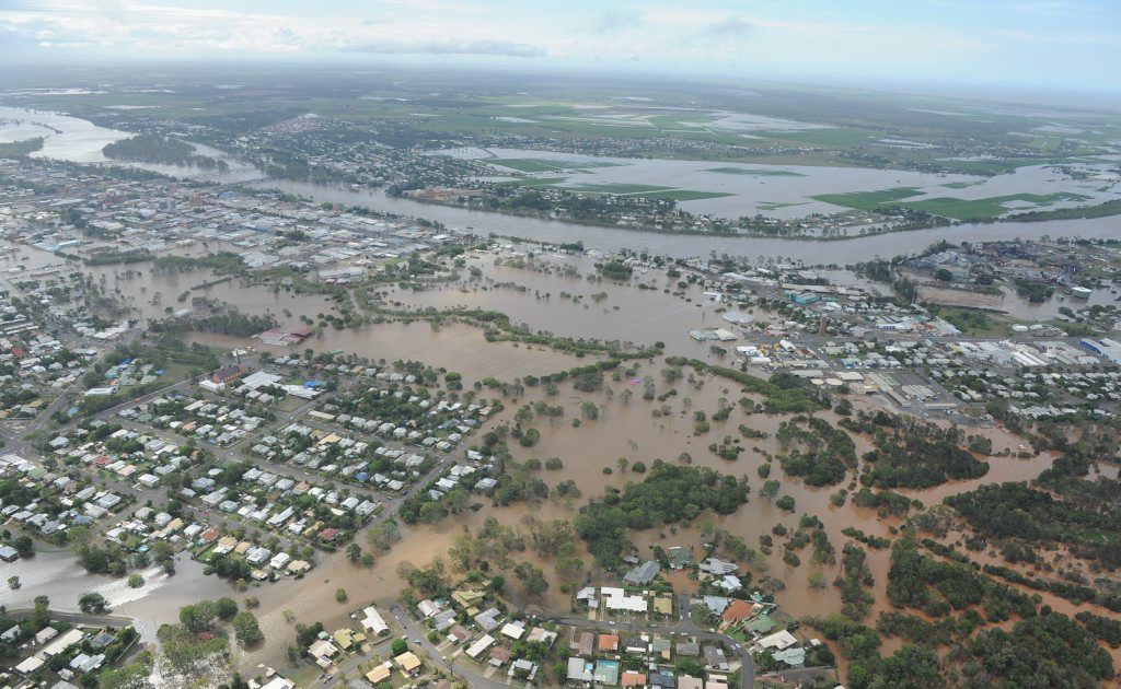 Flooding over Bundaberg earlier this year. Flooding over Bundaberg earlier this year.