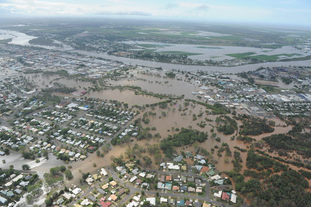 Flooding over Bundaberg earlier this year. Flooding over Bundaberg earlier this year.