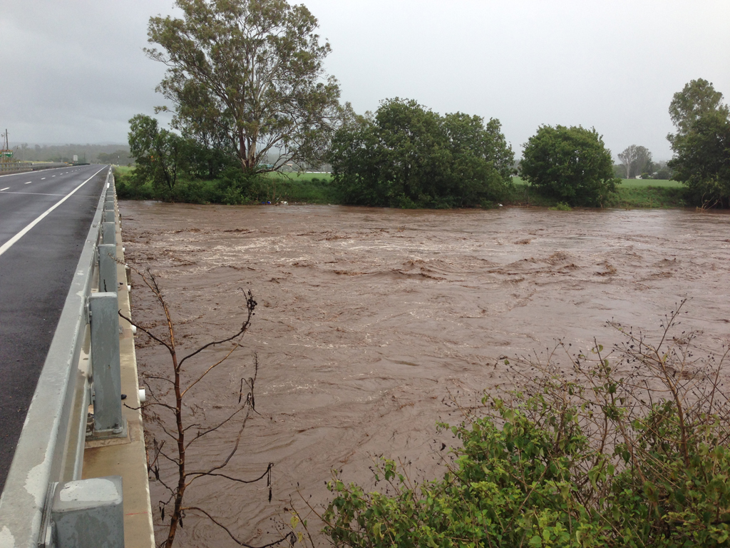 A raging Lockyer Creek at Gatton. A raging Lockyer Creek at Gatton.