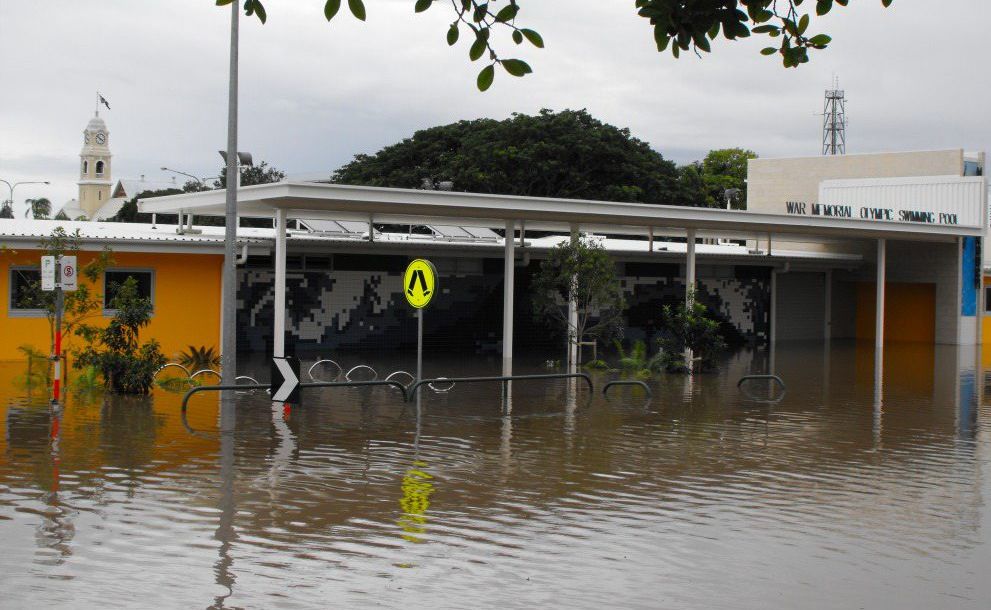 The Maryborough pool, which only reopened on December 8 after a $6.5 million renovation, is inundated. The Maryborough pool, which only reopened on December 8 after a $6.5 million renovation, is inundated.