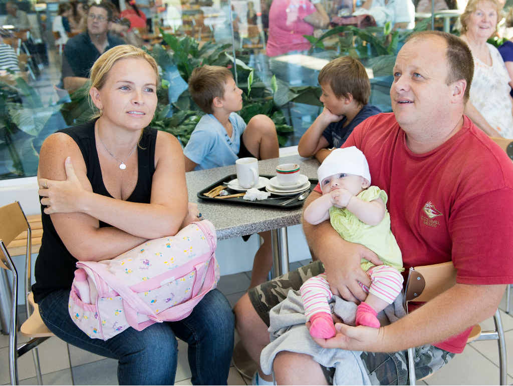 Sally Becker, Chris Hixon and daughter Summer wait for a flight out of Coffs. PHOTO: TREVOR VEALE Sally Becker, Chris Hixon and daughter Summer wait for a flight out of Coffs. PHOTO: TREVOR VEALE