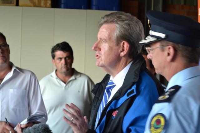 The Premier at the Clarence Valley flood media conference. The Premier at the Clarence Valley flood media conference.