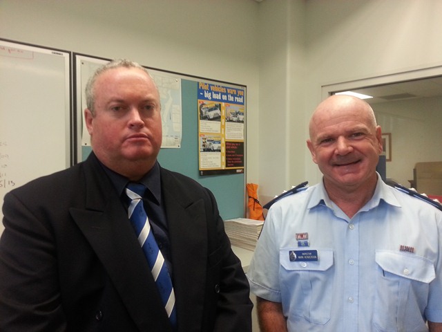 Detective Senior Sergeant Joe Hildred and Acting Superintendent Mark Henderson at a press conference in Bundaberg today. Detective Senior Sergeant Joe Hildred and Acting Superintendent Mark Henderson at a press conference in Bundaberg today.