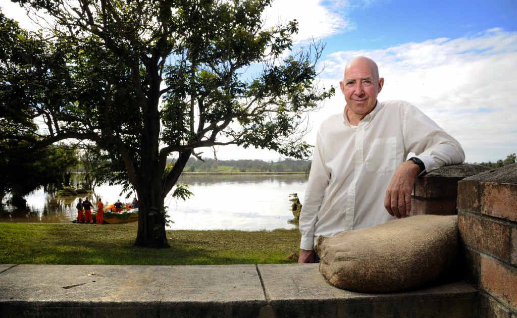 WALL NEEDS FIXING: Trevor Jones, of Seelands, alongside the Grafton levee wall, which he helped to design and build. Photo: JoJo Newby WALL NEEDS FIXING: Trevor Jones, of Seelands, alongside the Grafton levee wall, which he helped to design and build. Photo: JoJo Newby