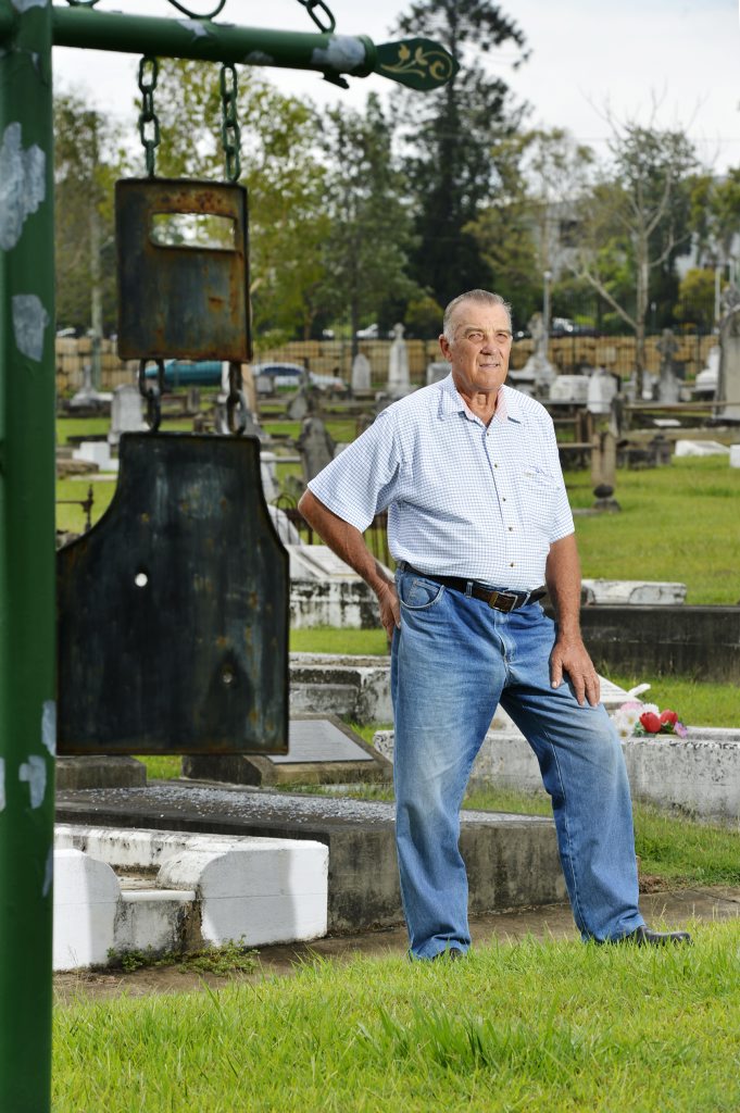 John Harris stands at the Dan Kelly memorial in Ipswich General Cemetery. John has unearthed new evidence that may verify Dan Kelly's existence in the Ipswich area in the 1940s. Photo: Claudia Baxter / The Queensland Times John Harris stands at the Dan Kelly memorial in Ipswich General Cemetery. John has unearthed new evidence that may verify Dan Kelly's existence in the Ipswich area in the 1940s. Photo: Claudia Baxter / The Queensland Times