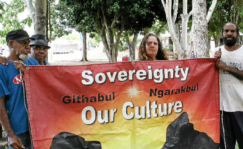 LOCKED OUT: Githabul people in Heritage Park after being refused permission to attend a meeting of the Githabul Nation Aboriginal Corporation. LOCKED OUT: Githabul people in Heritage Park after being refused permission to attend a meeting of the Githabul Nation Aboriginal Corporation.