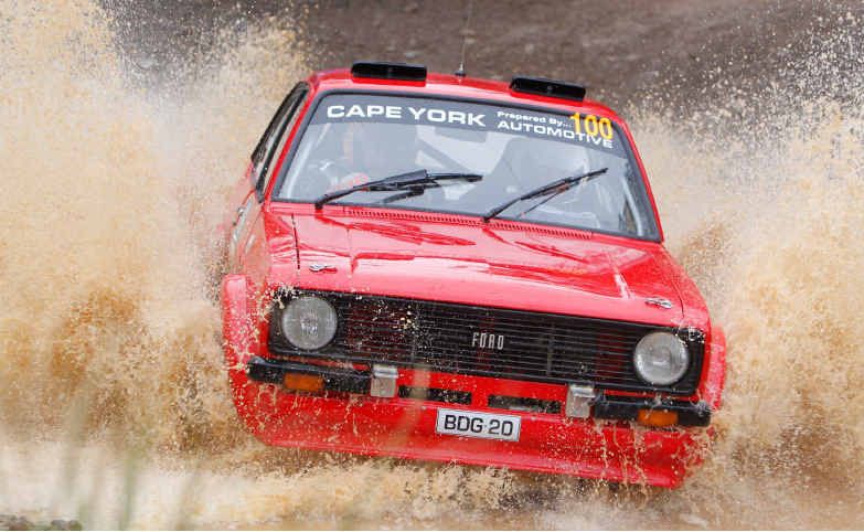 Ross Dunkerton shows his style in rally driving. Ross Dunkerton shows his style in rally driving.