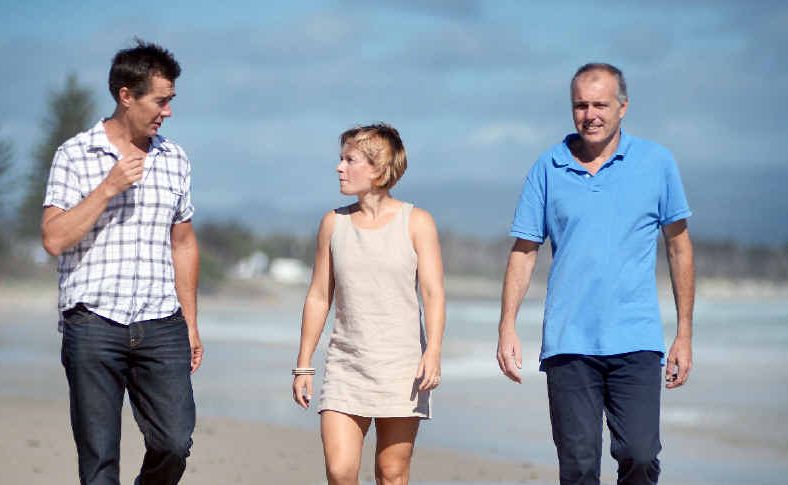 UNITED: Cameron Arnold, Kim Dowling and Ben Kirkwood of VIA Byron at Clarkes Beach, Byron Bay. UNITED: Cameron Arnold, Kim Dowling and Ben Kirkwood of VIA Byron at Clarkes Beach, Byron Bay.