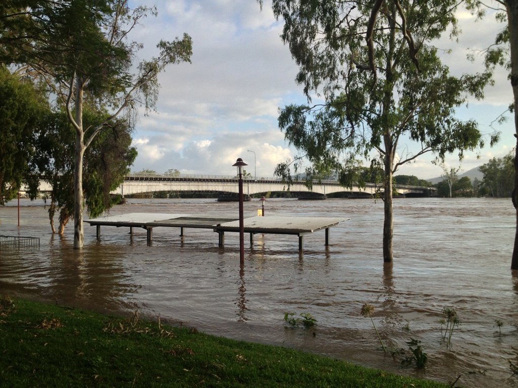The Fitzroy River just after 6.30am on February 2 as the Rockhampton region waits for it to peak. The River reached 8.52 metres at 4pm February 1 and the Bureau of Meteorology was forecasting a peak of 8.7 metres on February 2. Photo taken from across the road of The Bulletin office at 162-164 Quay St. The Fitzroy River just after 6.30am on February 2 as the Rockhampton region waits for it to peak. The River reached 8.52 metres at 4pm February 1 and the Bureau of Meteorology was forecasting a peak of 8.7 metres on February 2. Photo taken from across the road of The Bulletin office at 162-164 Quay St.