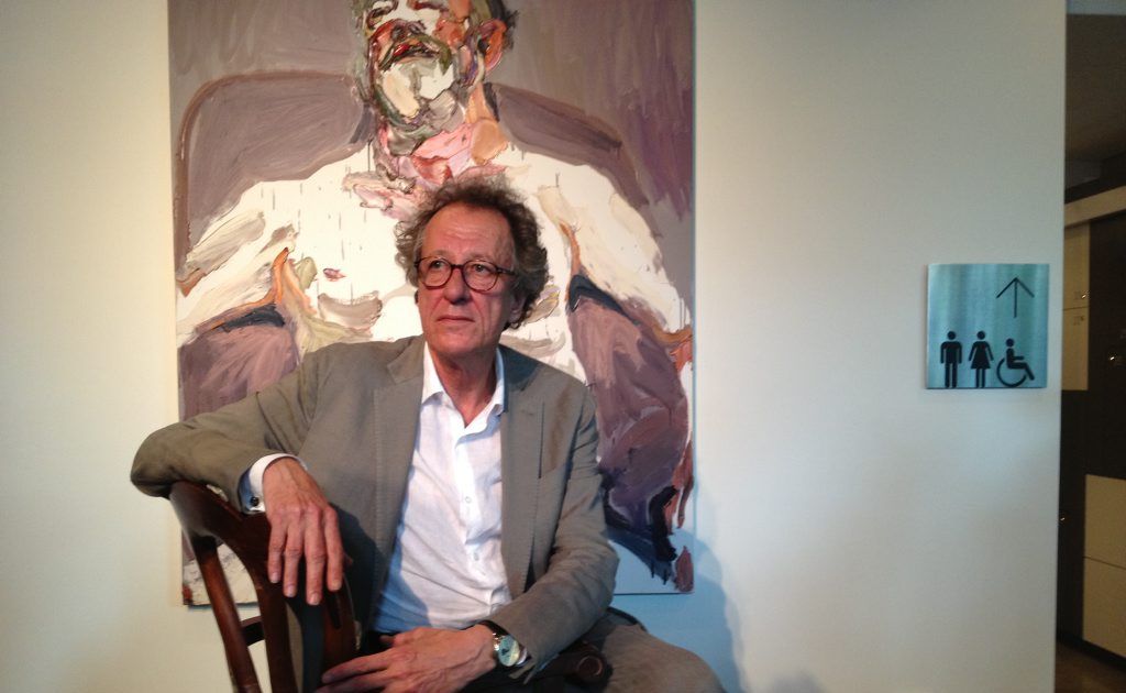 Geoffrey Rush gives a tribute to his mate Bille Brown, both revered Queensland actors who began their careers at Queensland Theatre Company. He bought the painting of his friend from Archibald-prize winner Ben Quilty. It is now on loan to QTC. Photo Rae Wilson / Newsdesk Geoffrey Rush gives a tribute to his mate Bille Brown, both revered Queensland actors who began their careers at Queensland Theatre Company. He bought the painting of his friend from Archibald-prize winner Ben Quilty. It is now on loan to QTC. Photo Rae Wilson / Newsdesk