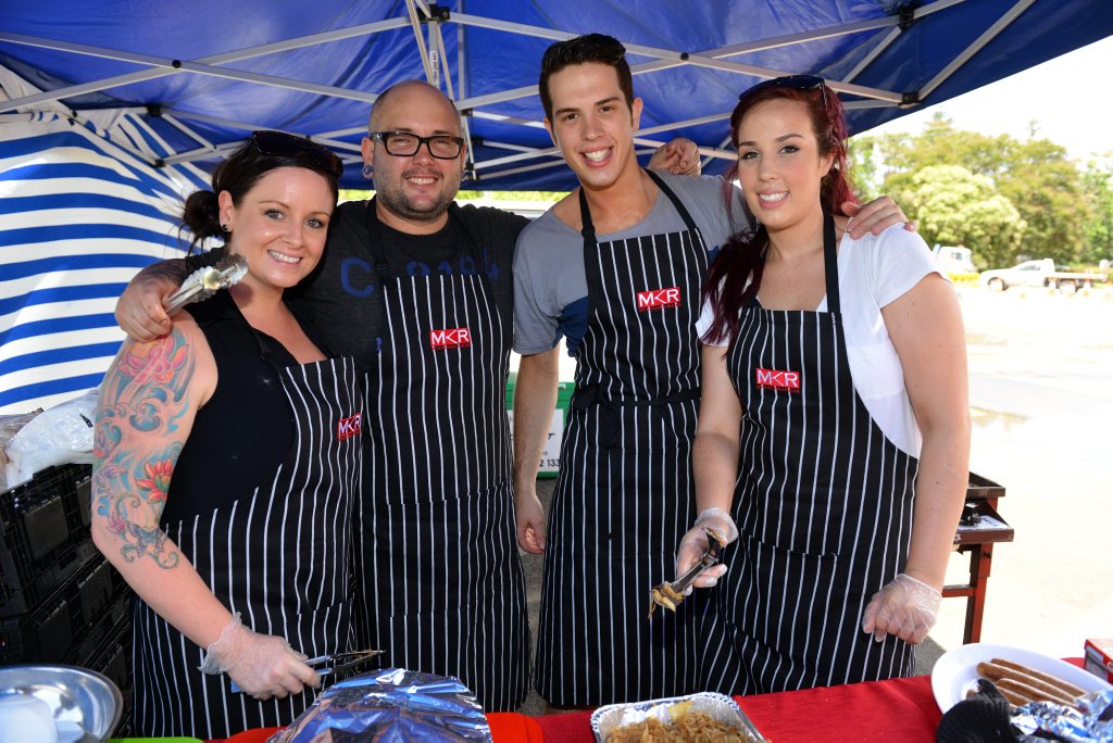 MKR's Steph and Dan Mulheron with Jake and Elle Harrison cooking up a storm for the hard workers at North Bundaberg. MKR's Steph and Dan Mulheron with Jake and Elle Harrison cooking up a storm for the hard workers at North Bundaberg.
