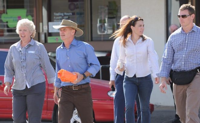 Premier Campbell Newman in Maryborough after the floods with local member Anne Maddern. Premier Campbell Newman in Maryborough after the floods with local member Anne Maddern.