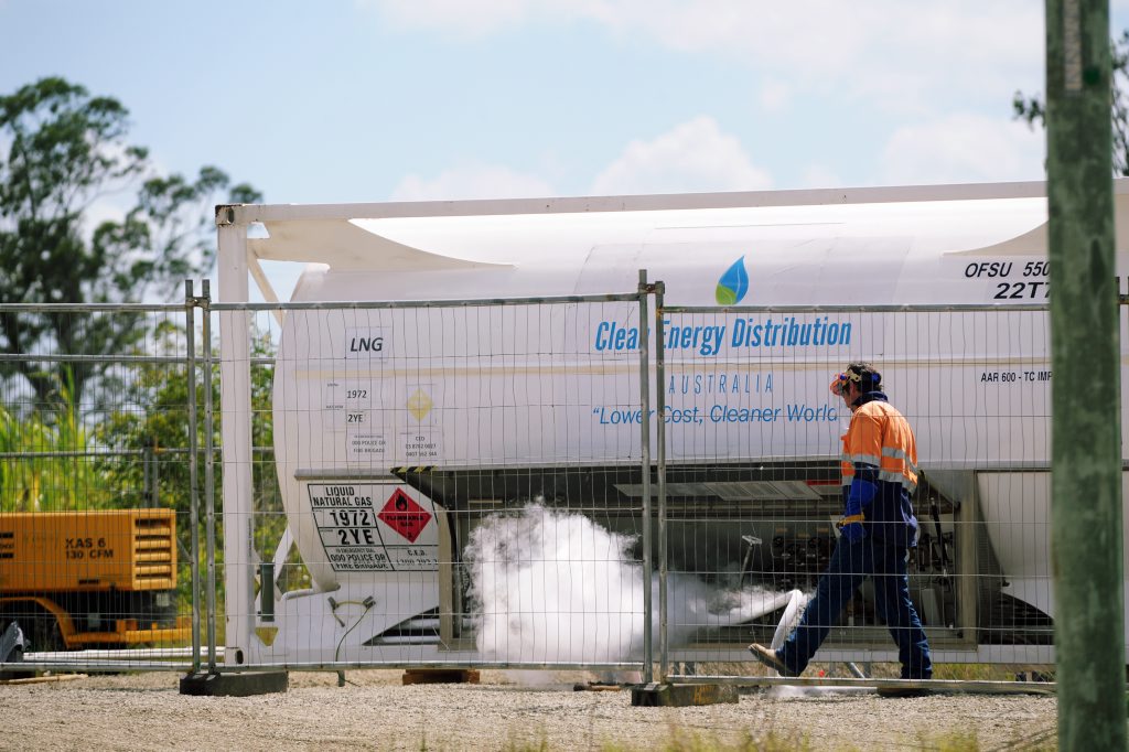 An APA employee watches as cold vapour is released as liquified gas is converted so it can be injected into the network. An APA employee watches as cold vapour is released as liquified gas is converted so it can be injected into the network.