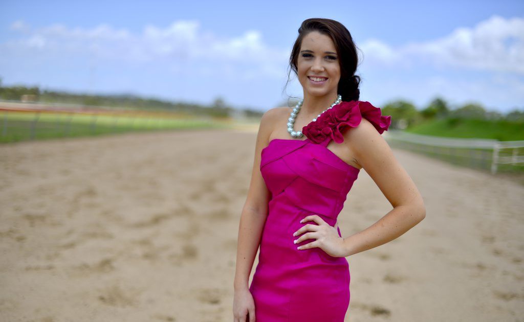Celina Solis, 18 frocks up for the up coming Ladies Race Day at Ferguson Park, Gladstone. New, without tags, fuscia floral one shoulder race day dress $35. Celina Solis, 18 frocks up for the up coming Ladies Race Day at Ferguson Park, Gladstone. New, without tags, fuscia floral one shoulder race day dress $35.