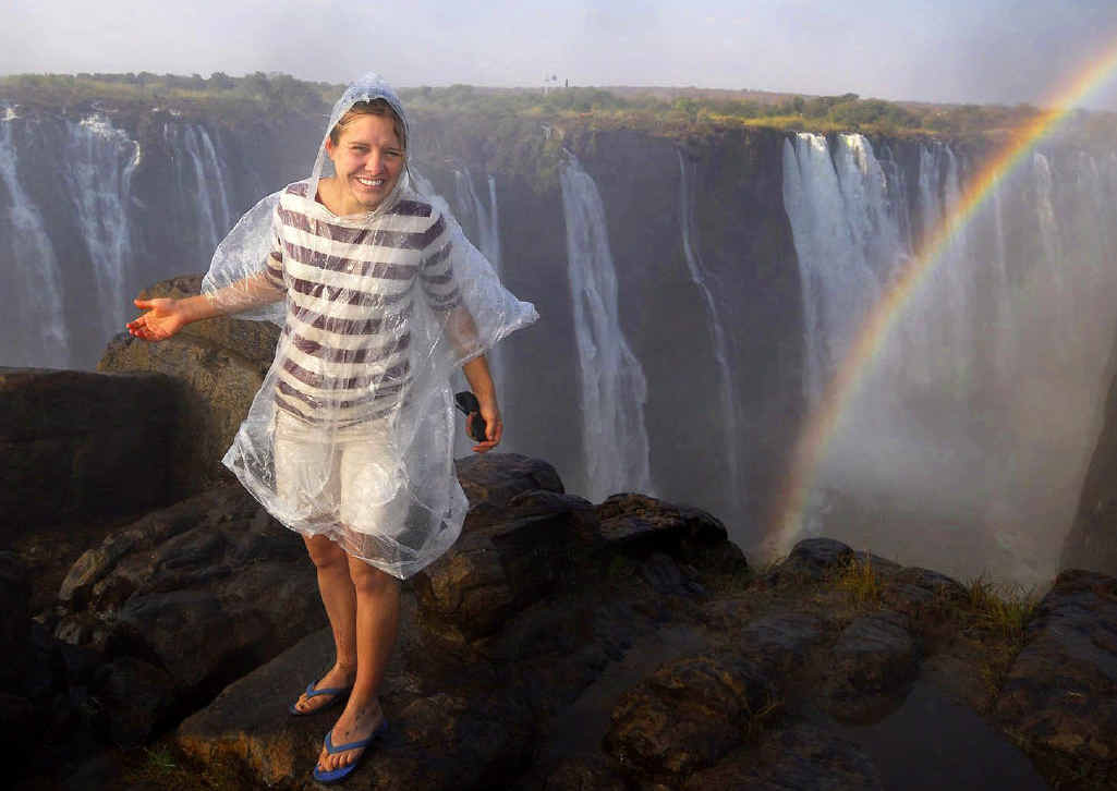 SOAKED: QT photographer Sarah Harvey at Victoria Falls, Zimbabwe. SOAKED: QT photographer Sarah Harvey at Victoria Falls, Zimbabwe.