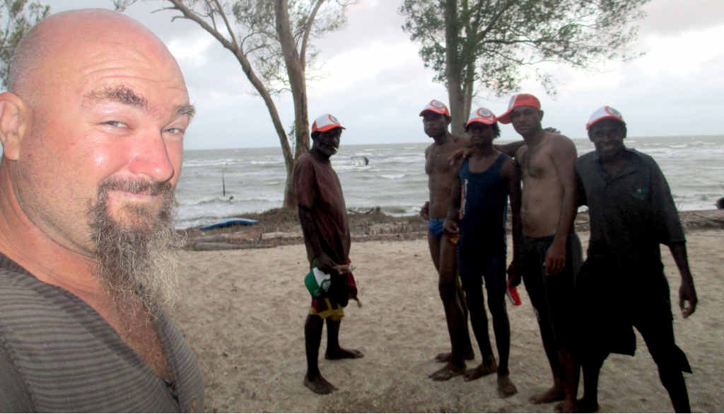 Craig Hand with some friendly PNG villagers prior to his run-in with pirates. Craig Hand with some friendly PNG villagers prior to his run-in with pirates.