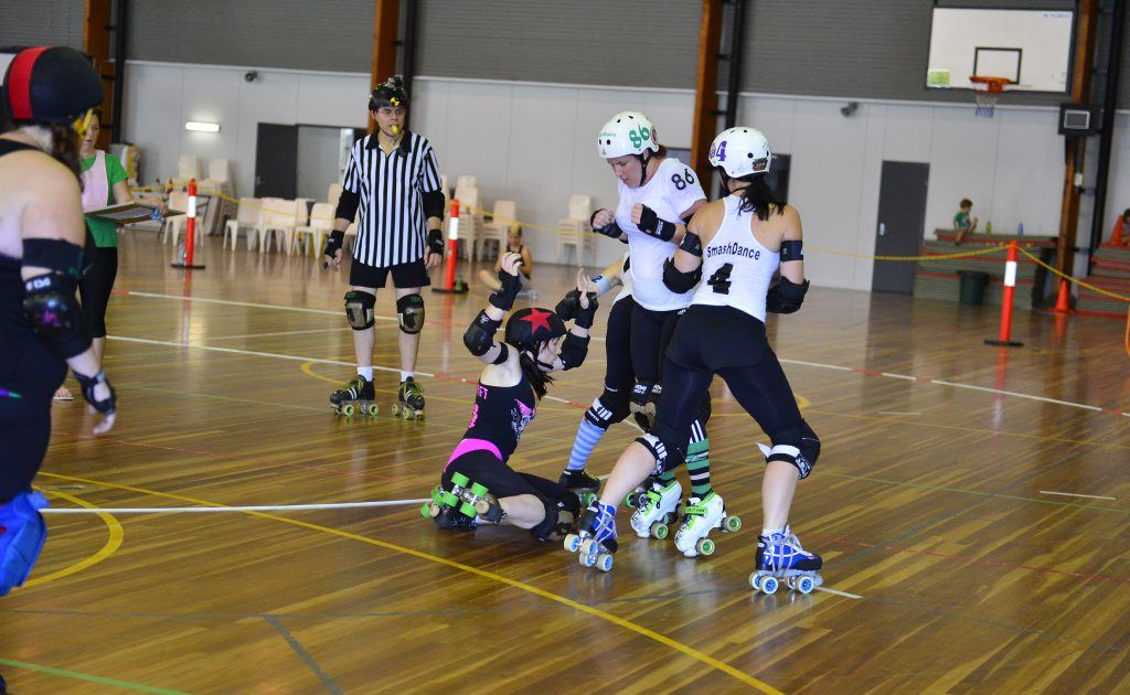 Black vs White at the Gladstone PCYC for roller derby. Black vs White at the Gladstone PCYC for roller derby.