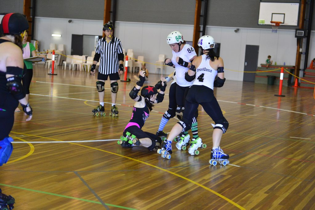 Black vs White at the Gladstone PCYC for roller derby. Black vs White at the Gladstone PCYC for roller derby.