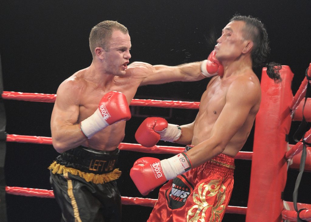 Jarrod Fletcher rocks Thailand's Kiatchai Singwancha with a left hook at the Brisbane Entertainment Centre. Jarrod Fletcher rocks Thailand's Kiatchai Singwancha with a left hook at the Brisbane Entertainment Centre.