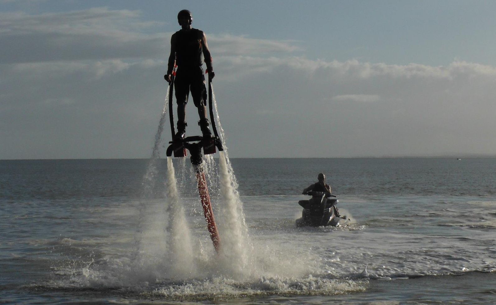 Sunrise weatherman Grant Denyer tries out flyboarding at Torquay beach. Sunrise weatherman Grant Denyer tries out flyboarding at Torquay beach.