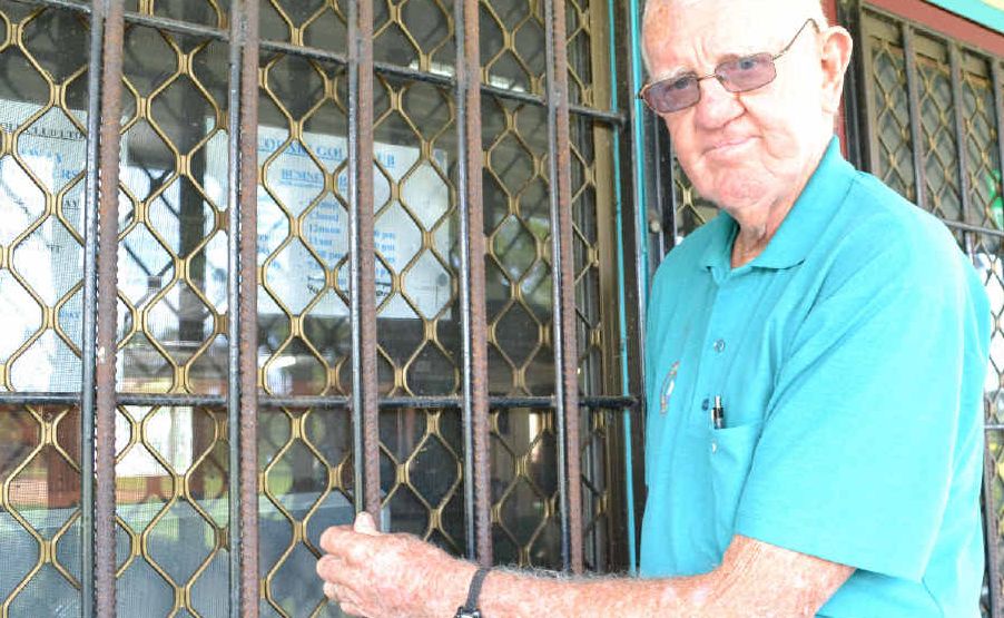 Coraki Golf Club treasurer Ray Hunt shows the double bars on the windows after numerous break-ins at the club. Coraki Golf Club treasurer Ray Hunt shows the double bars on the windows after numerous break-ins at the club.