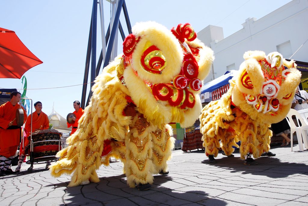 Traditional Chinese lion dance. Traditional Chinese lion dance.
