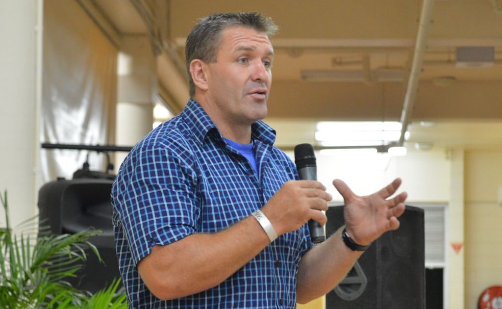 League great Shane Webcke talks to the crowd at the Gympie Devil's Rugby League launch at the Pavilion. Photo Craig Warhurst / The Gympie Times League great Shane Webcke talks to the crowd at the Gympie Devil's Rugby League launch at the Pavilion. Photo Craig Warhurst / The Gympie Times