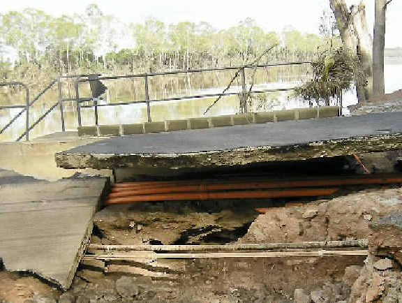 FLOOD DAMAGE: Exposed high-voltage conduits at the Woongarra pump station. FLOOD DAMAGE: Exposed high-voltage conduits at the Woongarra pump station.