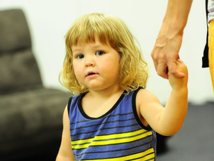 Banjo Barrett, 2, enjoying the music class at Anthony Breed College of Music, Tooloa Street, Gladstone.