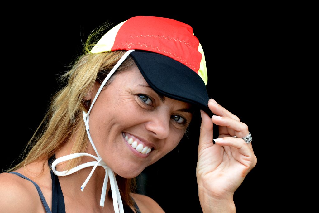 Nicole Bushnell wearing one of the visors she invented. Nicole Bushnell wearing one of the visors she invented.