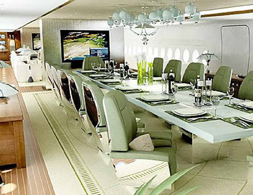Princely dining on world's first private A380. Princely dining on world's first private A380.