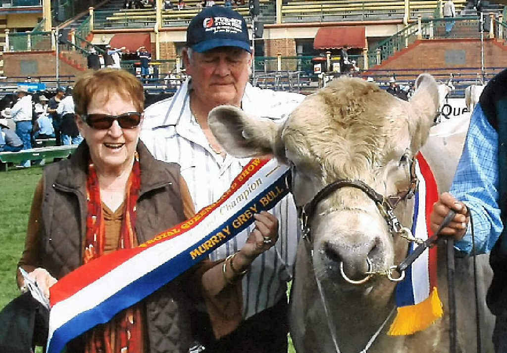CHAMPIONS AGAIN: John and Joy Sturgeon’s champion Murray grey bull at last year’s Brisbane Ekka. CHAMPIONS AGAIN: John and Joy Sturgeon’s champion Murray grey bull at last year’s Brisbane Ekka.
