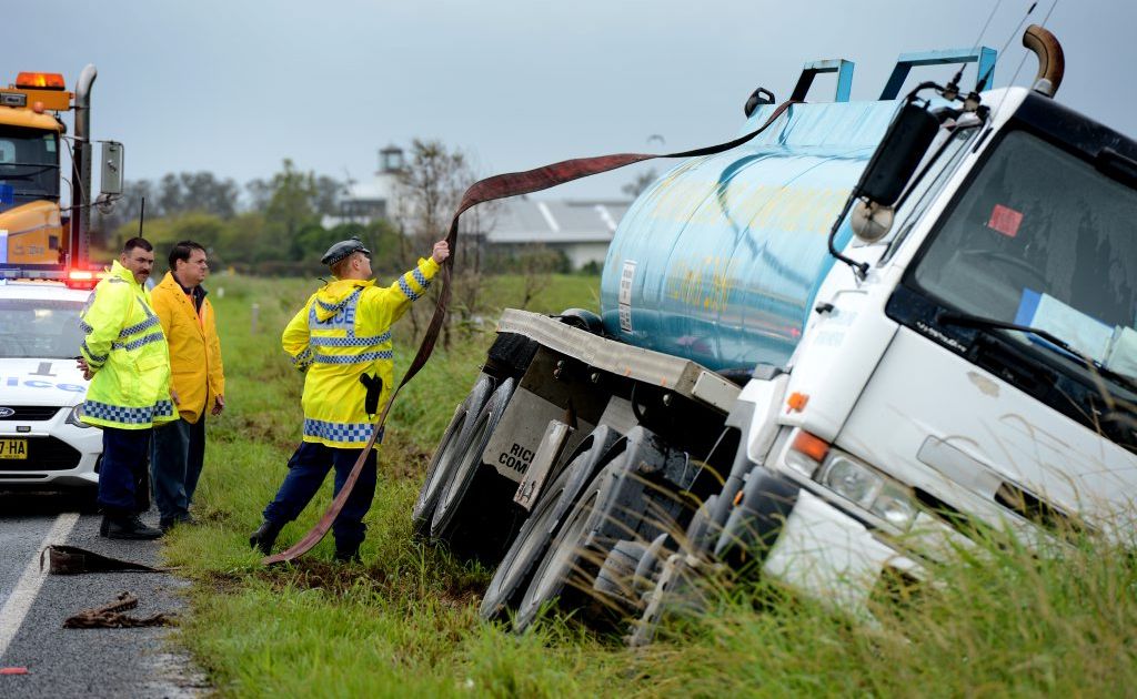 Truck rollover on Tweed valley way. Truck rollover on Tweed valley way.