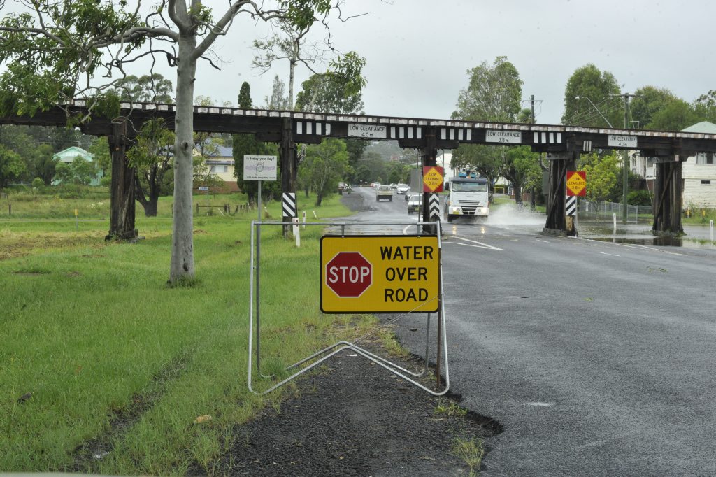 Water encroaching on Terania Street in North Lismore. Water encroaching on Terania Street in North Lismore.