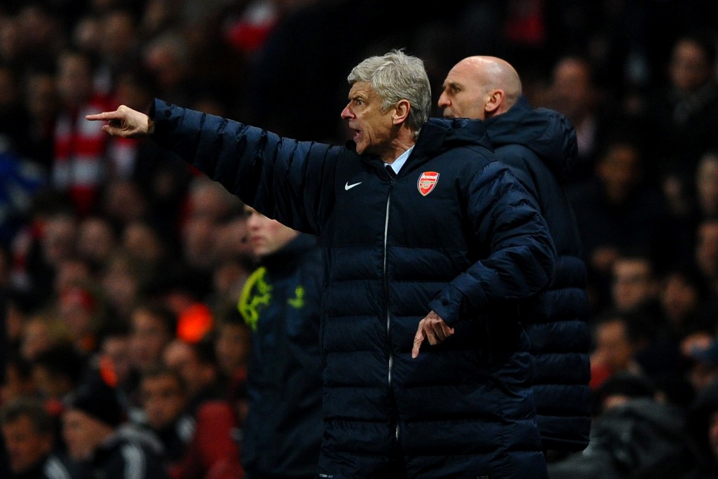 Manager Arsene Wenger of Arsenal reacts during the UEFA Champions League round of 16 first leg match between Arsenal and Bayern Muenchen at Emirates Stadium on February 19, 2013 in London, England. Manager Arsene Wenger of Arsenal reacts during the UEFA Champions League round of 16 first leg match between Arsenal and Bayern Muenchen at Emirates Stadium on February 19, 2013 in London, England.