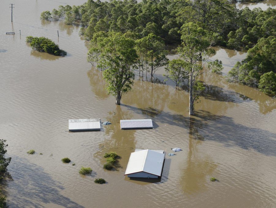 Flood aerials of Kungala on the Orara on Saturday afternoon. 