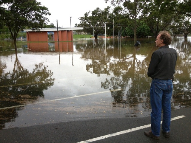 Floodwater rising at Nelson Park in Gympie. Floodwater rising at Nelson Park in Gympie.
