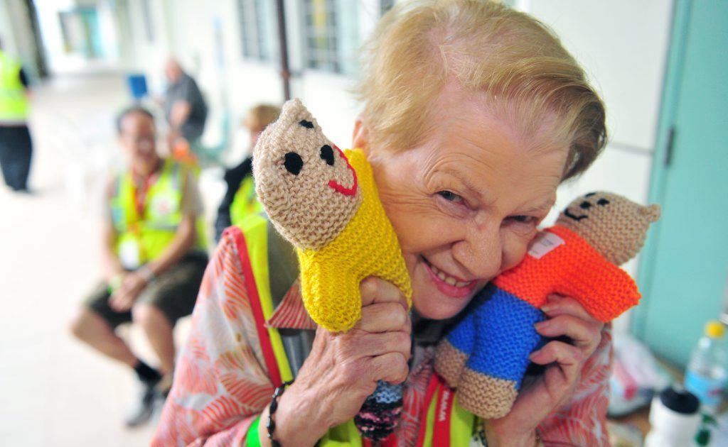 Red Cross Australia volunteer Beris Gaal helps to make these cute little bears for kids affected by the flood. Red Cross Australia volunteer Beris Gaal helps to make these cute little bears for kids affected by the flood.