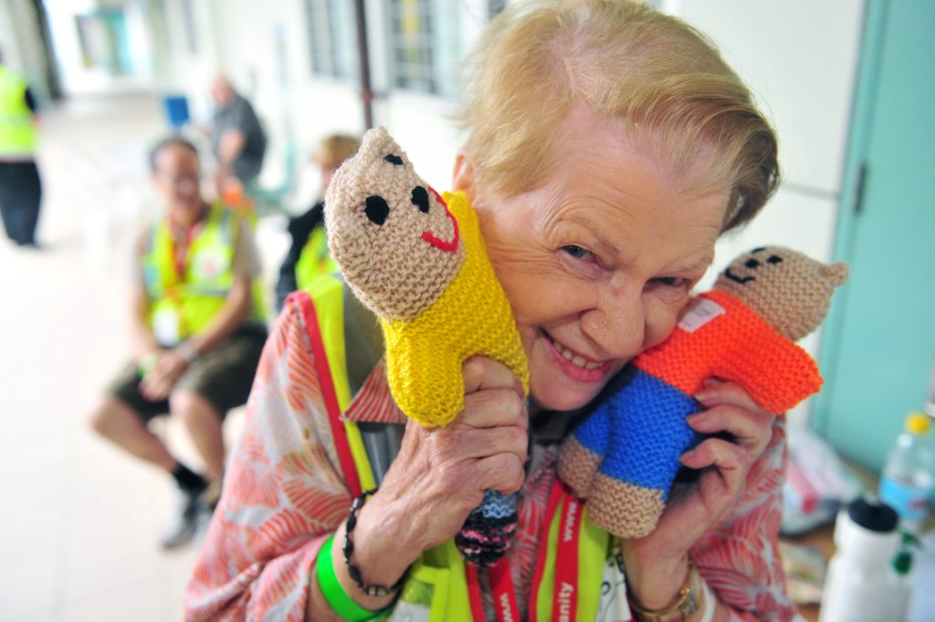 Red Cross Australia volunteer Beris Gaal helps to make these cute little bears for kids affected by the flood. Red Cross Australia volunteer Beris Gaal helps to make these cute little bears for kids affected by the flood.