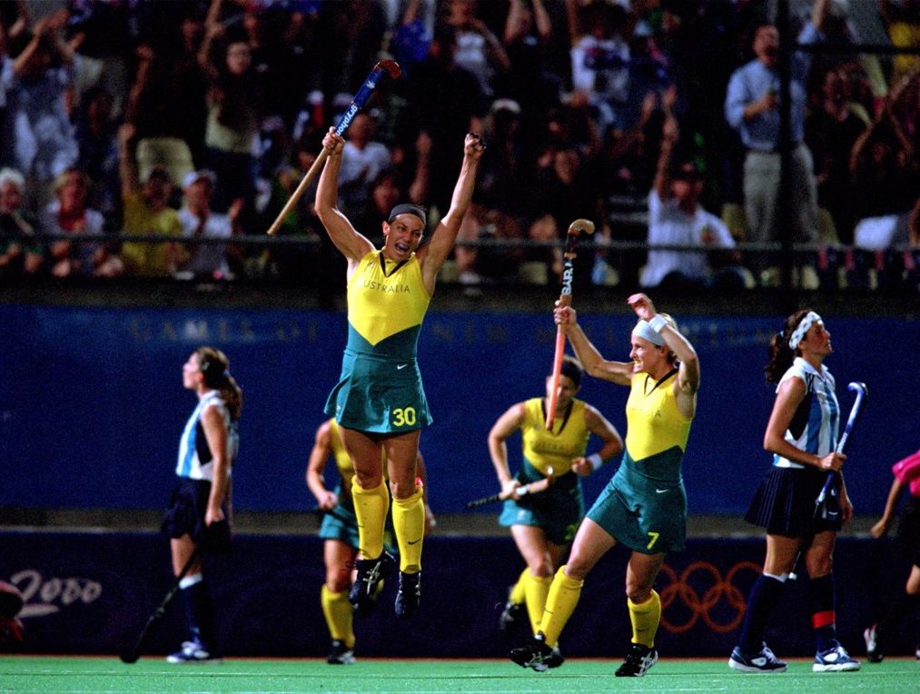 Jenny Morris celebrates after scoring a goal against Argentina in the final at the Sydney 2000 Olympics. Picture: Adam Pretty/Allsport/Getty
Jenny Morris celebrates after scoring a goal against Argentina in the final at the Sydney 2000 Olympics. Picture: Adam Pretty/Allsport/Getty